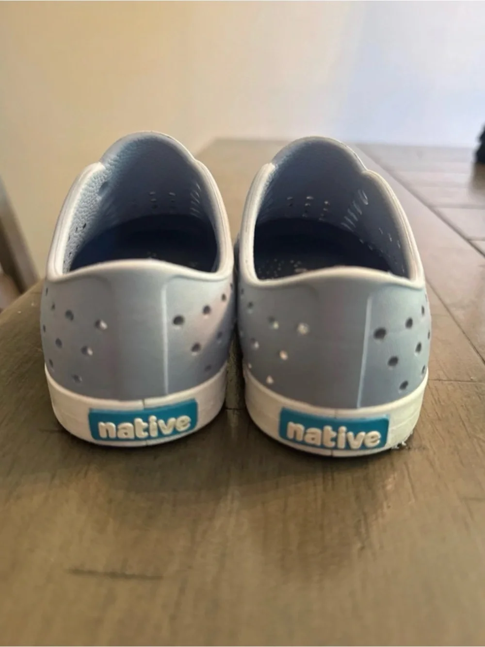 Native Kids Slip-On Water Shoes in Pale Blue and White
